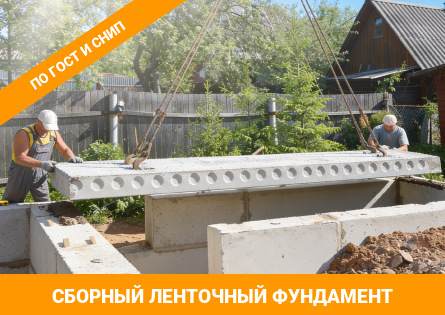 Ленточный сборный фундамент из блоков ФБС