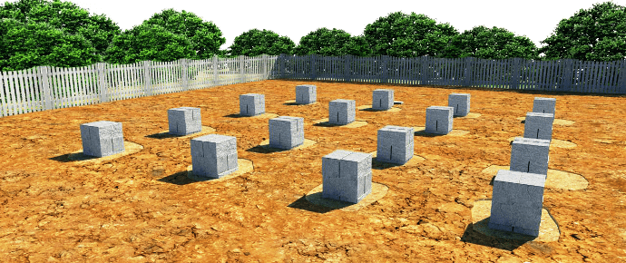 Столбчатый фундамент из блоков 20х20х40 см
